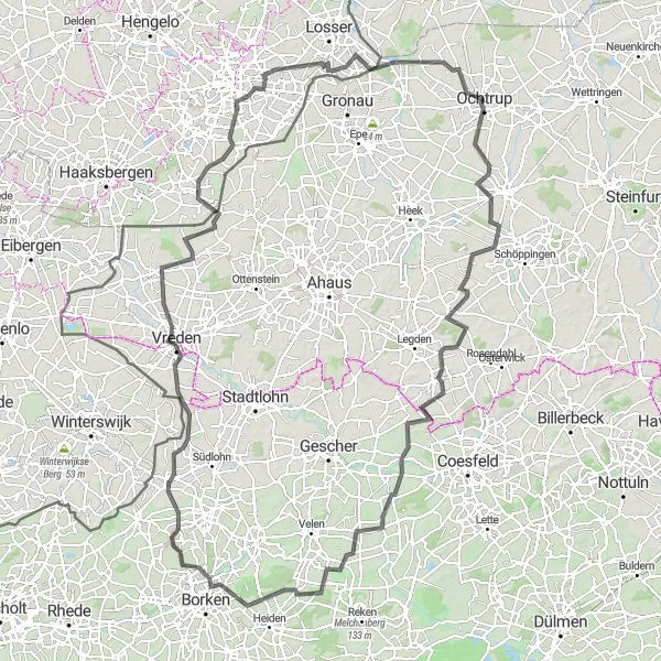 Map miniature of "Legends and Natural Beauty: Ochtrup to Gemen Cycling Route" cycling inspiration in Münster, Germany. Generated by Tarmacs.app cycling route planner