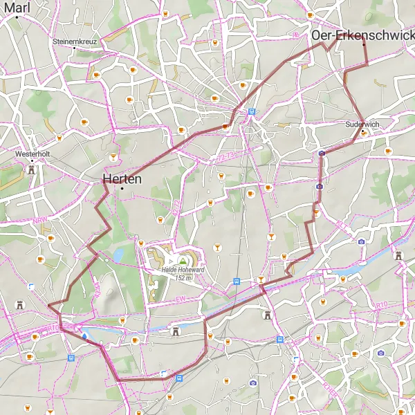 Karten-Miniaturansicht der Radinspiration "Entdeckungstour rund um Oer-Erkenschwick" in Münster, Germany. Erstellt vom Tarmacs.app-Routenplaner für Radtouren