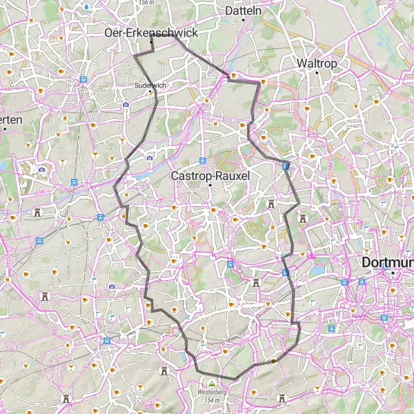 Map miniature of "Exploring the Countryside" cycling inspiration in Münster, Germany. Generated by Tarmacs.app cycling route planner