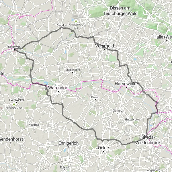 Map miniature of "Hidden Gems" cycling inspiration in Münster, Germany. Generated by Tarmacs.app cycling route planner