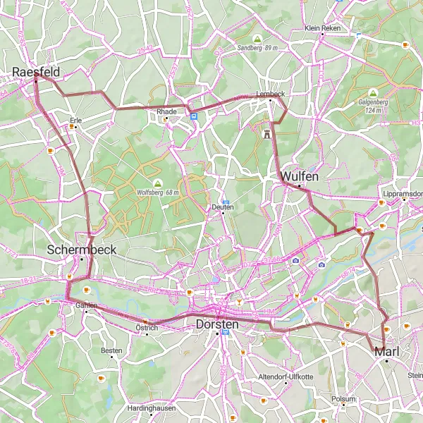 Map miniature of "Lembeck Castle Loop" cycling inspiration in Münster, Germany. Generated by Tarmacs.app cycling route planner