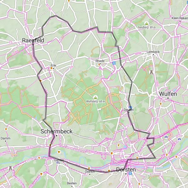Karten-Miniaturansicht der Radinspiration "Natur und Kultur Rundweg" in Münster, Germany. Erstellt vom Tarmacs.app-Routenplaner für Radtouren