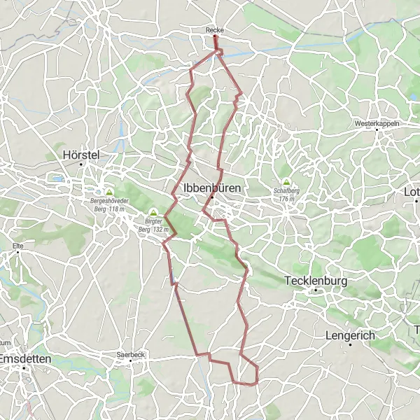 Map miniature of "Off-Road Adventure" cycling inspiration in Münster, Germany. Generated by Tarmacs.app cycling route planner