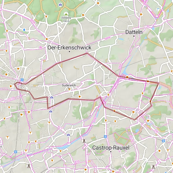 Map miniature of "Recklinghausen - Paulusviertel" cycling inspiration in Münster, Germany. Generated by Tarmacs.app cycling route planner