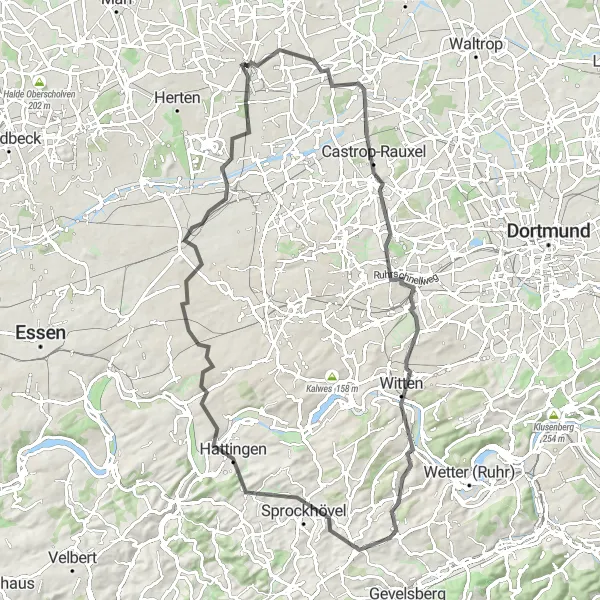 Karten-Miniaturansicht der Radinspiration "Panoramablicke im Ruhrgebiets-Roadtrip" in Münster, Germany. Erstellt vom Tarmacs.app-Routenplaner für Radtouren