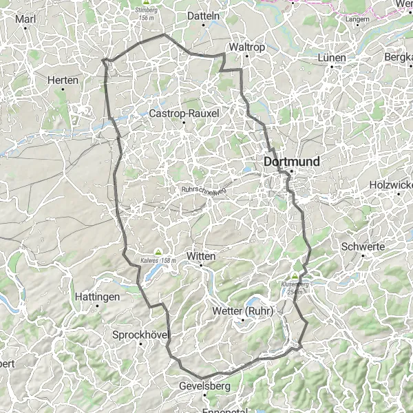 Karten-Miniaturansicht der Radinspiration "Roadtrip durch das Ruhrgebiet" in Münster, Germany. Erstellt vom Tarmacs.app-Routenplaner für Radtouren