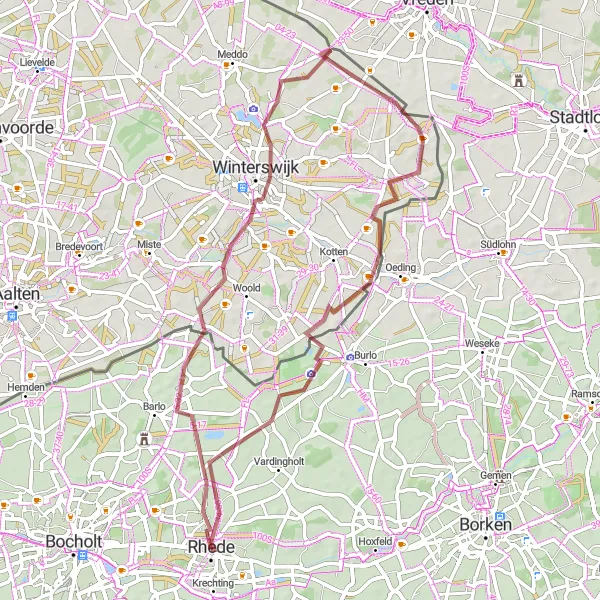 Map miniature of "Rhede to Haus Rhede Gravel Ride" cycling inspiration in Münster, Germany. Generated by Tarmacs.app cycling route planner