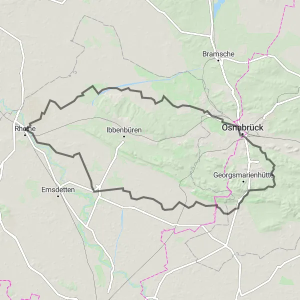 Map miniature of "The Road Explorer" cycling inspiration in Münster, Germany. Generated by Tarmacs.app cycling route planner