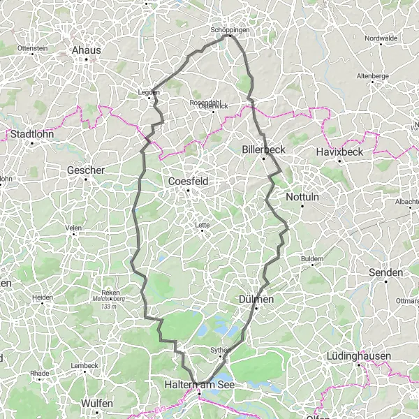 Karten-Miniaturansicht der Radinspiration "Entdeckungsreiche 103km Rundfahrt durch Münsterland" in Münster, Germany. Erstellt vom Tarmacs.app-Routenplaner für Radtouren