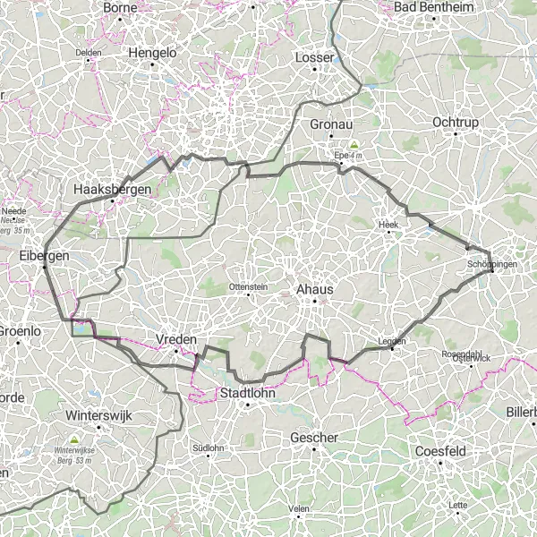 Map miniature of "Legden Countryside Road Cycling Route" cycling inspiration in Münster, Germany. Generated by Tarmacs.app cycling route planner