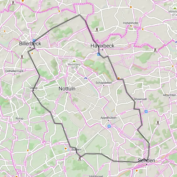 Karten-Miniaturansicht der Radinspiration "Die kulturelle Schönheit entlang des Weges" in Münster, Germany. Erstellt vom Tarmacs.app-Routenplaner für Radtouren