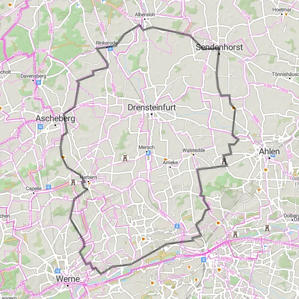 Map miniature of "Radbod's Castle Adventure" cycling inspiration in Münster, Germany. Generated by Tarmacs.app cycling route planner