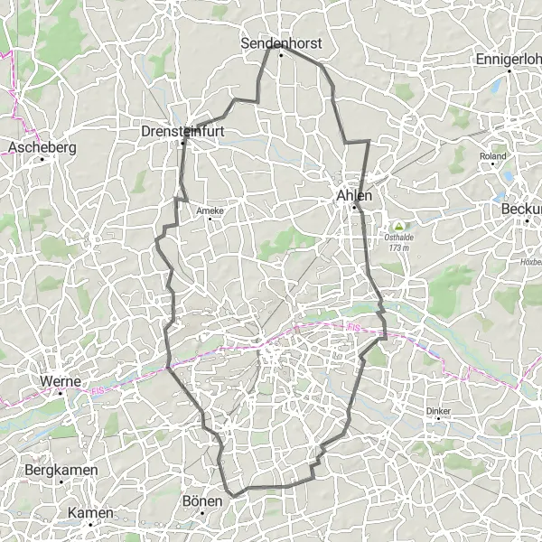 Map miniature of "WortOrt Am Galgenberg Route" cycling inspiration in Münster, Germany. Generated by Tarmacs.app cycling route planner