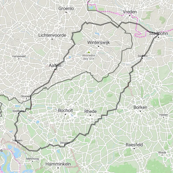 Map miniature of "Stadtlohn to Hünenburg Road Route" cycling inspiration in Münster, Germany. Generated by Tarmacs.app cycling route planner