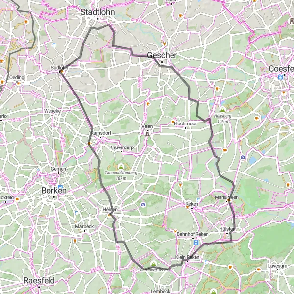 Karten-Miniaturansicht der Radinspiration "Rundtour durch das westliche Münsterland" in Münster, Germany. Erstellt vom Tarmacs.app-Routenplaner für Radtouren