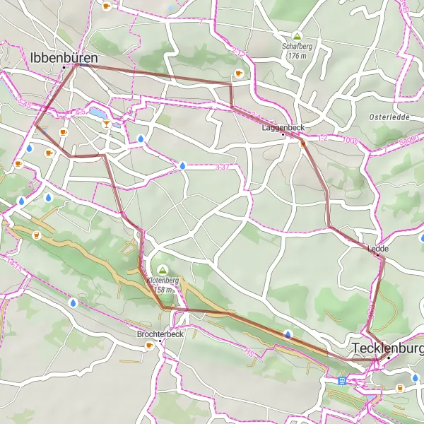 Map miniature of "Tecklenburg Gravel Adventure" cycling inspiration in Münster, Germany. Generated by Tarmacs.app cycling route planner