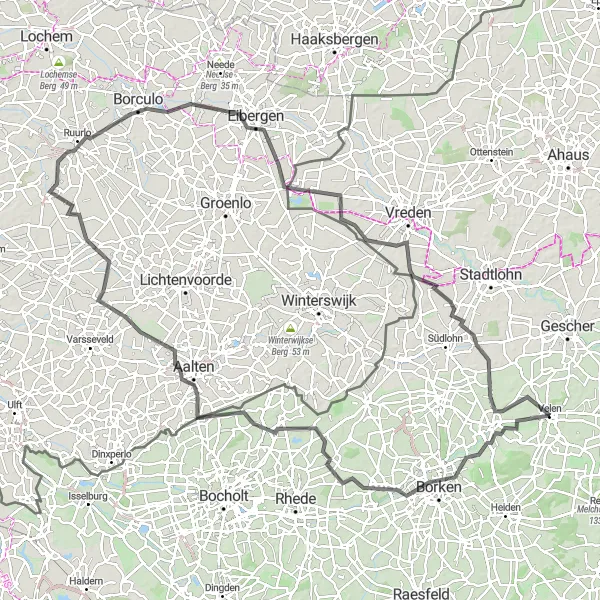 Map miniature of "Borken Round Trip" cycling inspiration in Münster, Germany. Generated by Tarmacs.app cycling route planner