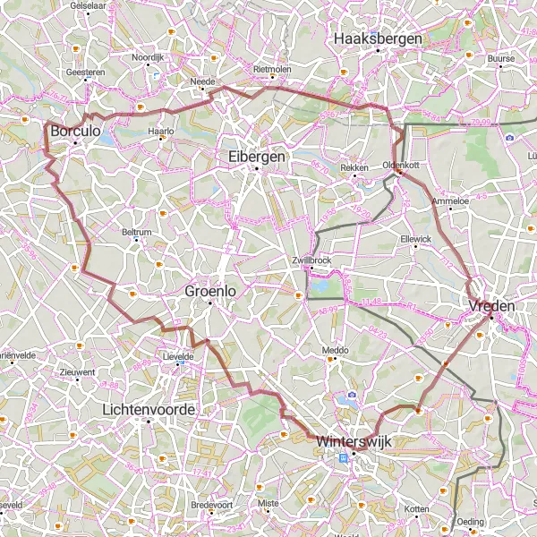 Karten-Miniaturansicht der Radinspiration "Grenztour von Vreden über Winterswijk nach Oldenkott" in Münster, Germany. Erstellt vom Tarmacs.app-Routenplaner für Radtouren