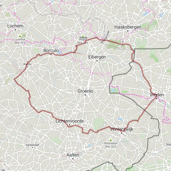 Karten-Miniaturansicht der Radinspiration "Gravel-Tour Vreden - Oldenkott" in Münster, Germany. Erstellt vom Tarmacs.app-Routenplaner für Radtouren