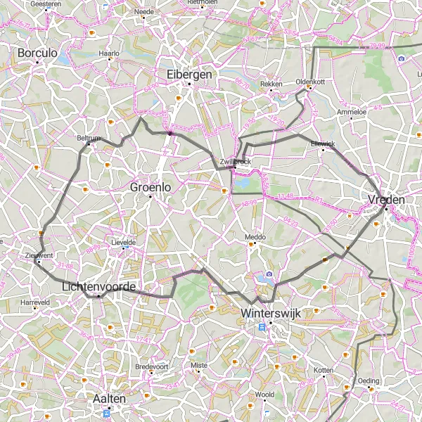 Karten-Miniaturansicht der Radinspiration "Rundtour Vreden - Zwillbrock" in Münster, Germany. Erstellt vom Tarmacs.app-Routenplaner für Radtouren