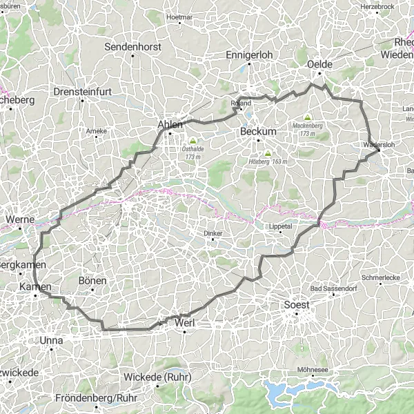 Karten-Miniaturansicht der Radinspiration "Naturerlebnis um Wadersloh" in Münster, Germany. Erstellt vom Tarmacs.app-Routenplaner für Radtouren