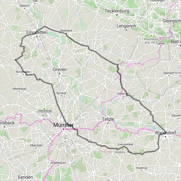 Karten-Miniaturansicht der Radinspiration "Entdecken Sie das Münsterland" in Münster, Germany. Erstellt vom Tarmacs.app-Routenplaner für Radtouren