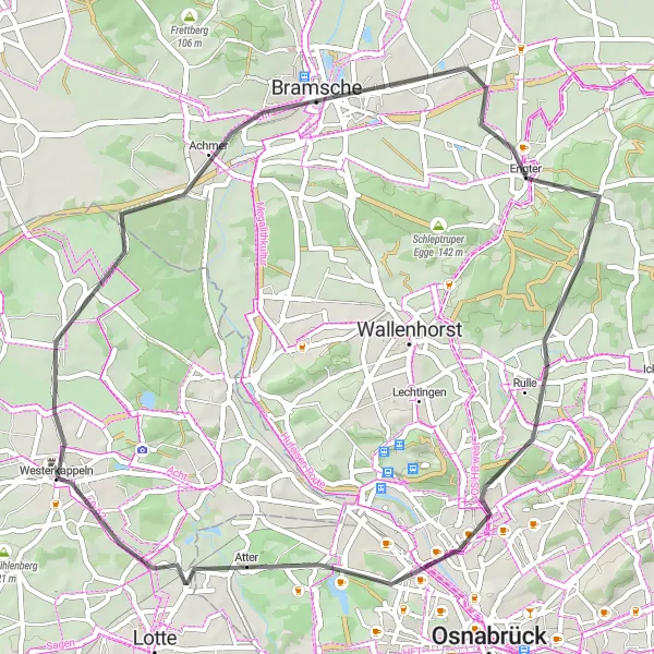 Karten-Miniaturansicht der Radinspiration "Historische Entdeckungen auf dem Westerkappeln-Bramsche-Radweg" in Münster, Germany. Erstellt vom Tarmacs.app-Routenplaner für Radtouren