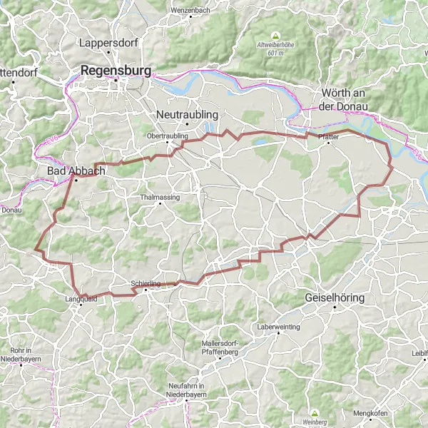 Karten-Miniaturansicht der Radinspiration "Abenteuer durch malerische Dörfer" in Niederbayern, Germany. Erstellt vom Tarmacs.app-Routenplaner für Radtouren