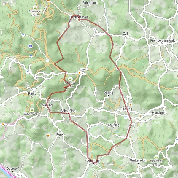 Map miniature of "The Gravel Adventure" cycling inspiration in Niederbayern, Germany. Generated by Tarmacs.app cycling route planner