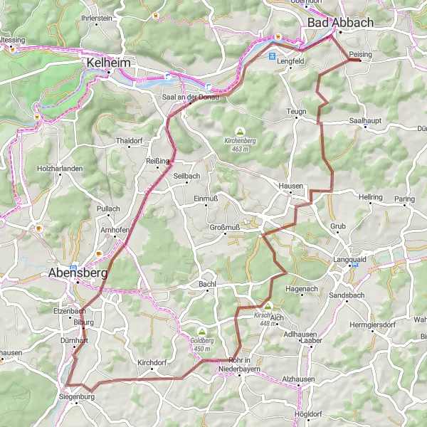 Karten-Miniaturansicht der Radinspiration "Naturparadies um Kirchdorf" in Niederbayern, Germany. Erstellt vom Tarmacs.app-Routenplaner für Radtouren