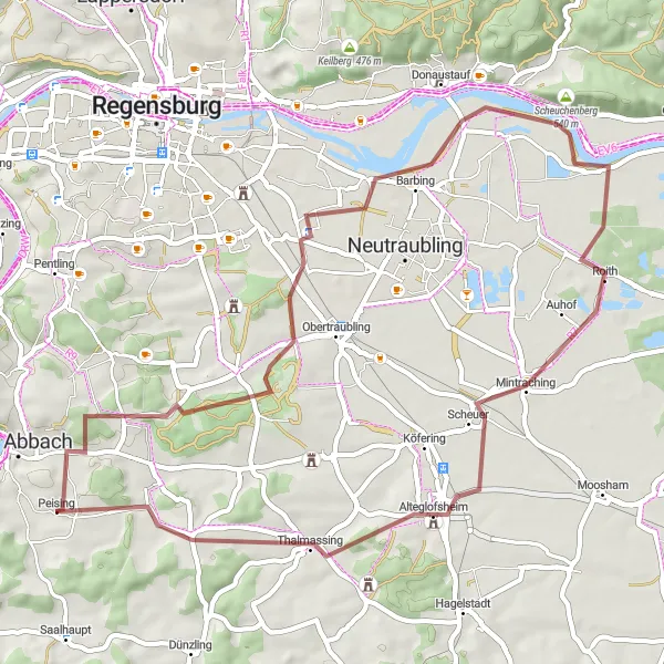 Karten-Miniaturansicht der Radinspiration "Panorama durch Oberhinkofen" in Niederbayern, Germany. Erstellt vom Tarmacs.app-Routenplaner für Radtouren