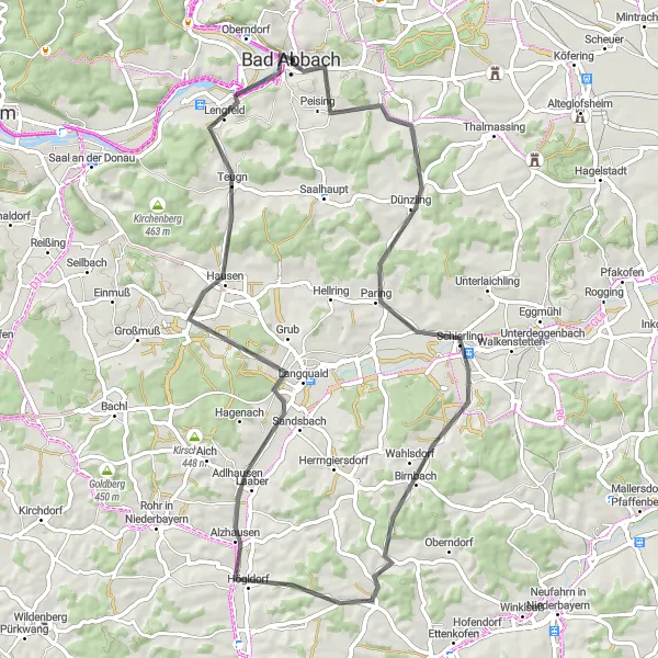 Karten-Miniaturansicht der Radinspiration "Kulturelle Vielfalt entlang der Donau" in Niederbayern, Germany. Erstellt vom Tarmacs.app-Routenplaner für Radtouren