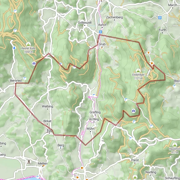 Map miniature of "Picturesque Gravel Loop" cycling inspiration in Niederbayern, Germany. Generated by Tarmacs.app cycling route planner