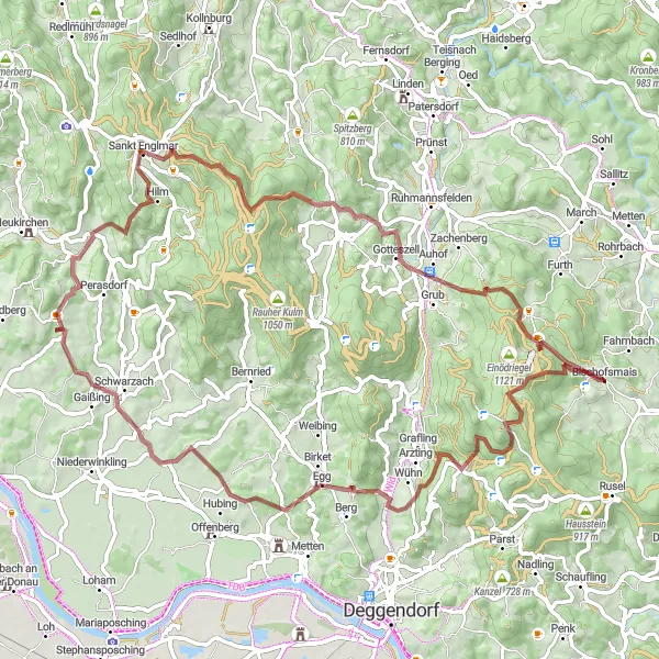 Map miniature of "Bischofsmais Exploration" cycling inspiration in Niederbayern, Germany. Generated by Tarmacs.app cycling route planner