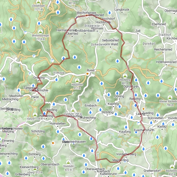 Map miniature of "Hidden Gems" cycling inspiration in Niederbayern, Germany. Generated by Tarmacs.app cycling route planner
