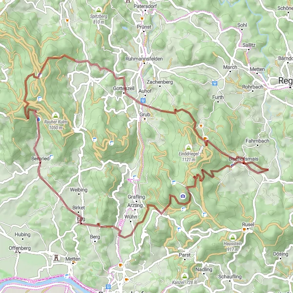 Map miniature of "The Gravel Adventure" cycling inspiration in Niederbayern, Germany. Generated by Tarmacs.app cycling route planner