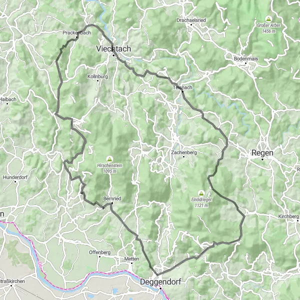 Map miniature of "Forest Escape" cycling inspiration in Niederbayern, Germany. Generated by Tarmacs.app cycling route planner