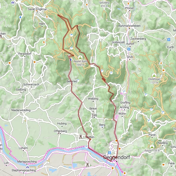 Map miniature of "Bernried Loop" cycling inspiration in Niederbayern, Germany. Generated by Tarmacs.app cycling route planner
