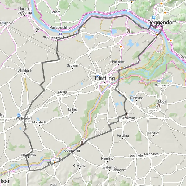 Map miniature of "Road Tour in the Heart of Niederbayern" cycling inspiration in Niederbayern, Germany. Generated by Tarmacs.app cycling route planner