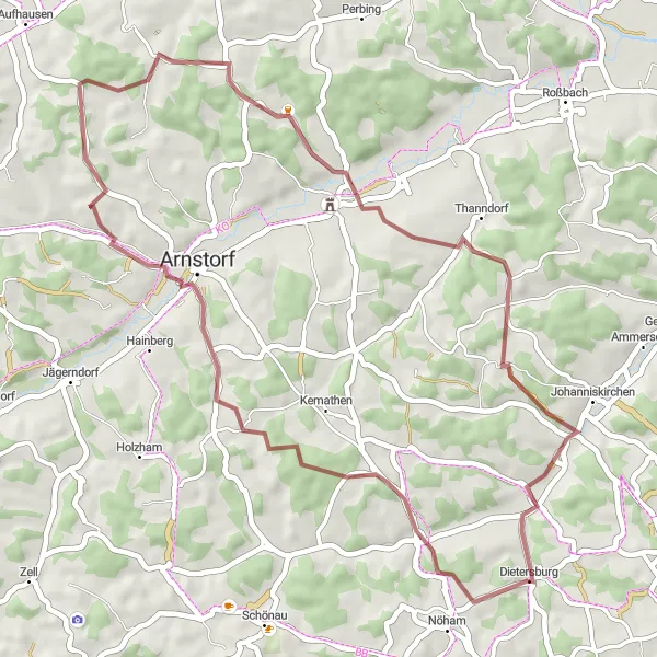 Map miniature of "Haunberg Loop" cycling inspiration in Niederbayern, Germany. Generated by Tarmacs.app cycling route planner