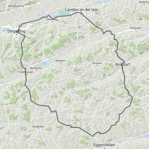 Map miniature of "The Charming Countryside Loop" cycling inspiration in Niederbayern, Germany. Generated by Tarmacs.app cycling route planner