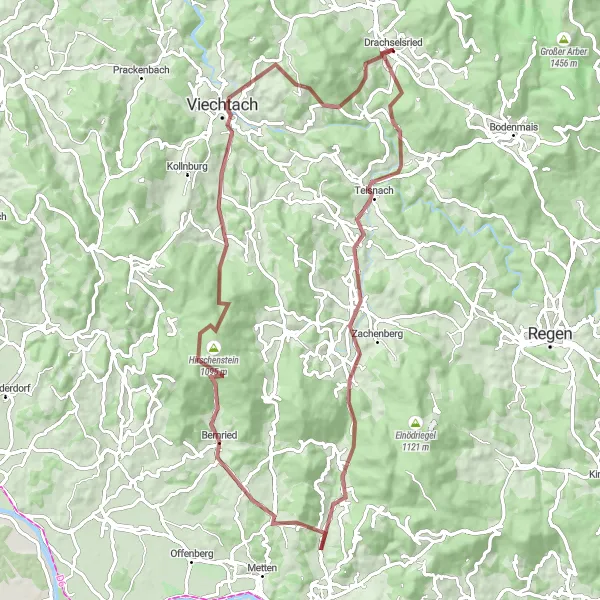Map miniature of "The Gravel Odyssey" cycling inspiration in Niederbayern, Germany. Generated by Tarmacs.app cycling route planner