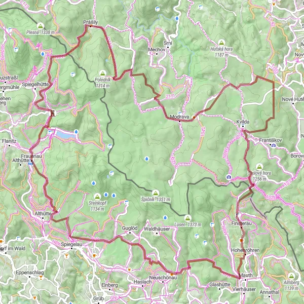 Karten-Miniaturansicht der Radinspiration "Böhmerwald-Abenteuer" in Niederbayern, Germany. Erstellt vom Tarmacs.app-Routenplaner für Radtouren