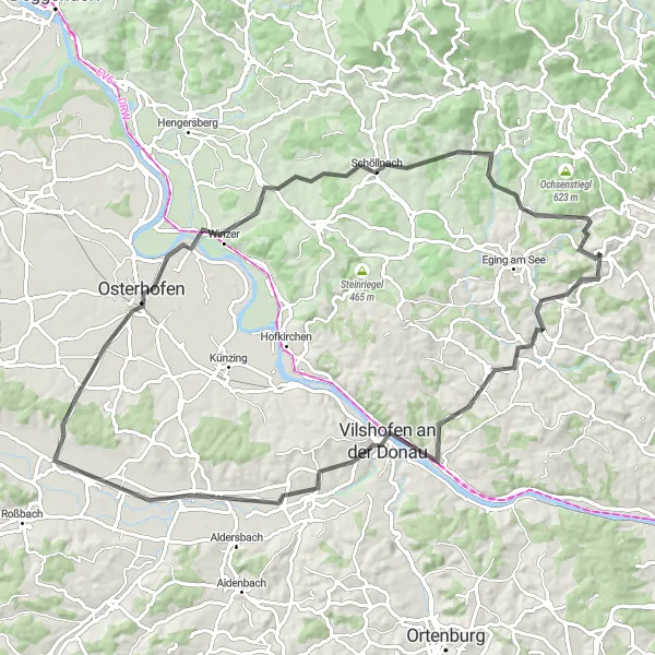 Map miniature of "Aicha vorm Wald Circuit" cycling inspiration in Niederbayern, Germany. Generated by Tarmacs.app cycling route planner