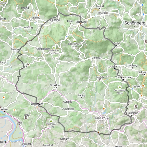 Map miniature of "Niederbayern Classic" cycling inspiration in Niederbayern, Germany. Generated by Tarmacs.app cycling route planner