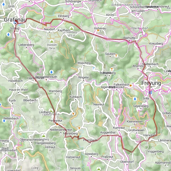 Map miniature of "Enchanting Gravel Ride" cycling inspiration in Niederbayern, Germany. Generated by Tarmacs.app cycling route planner