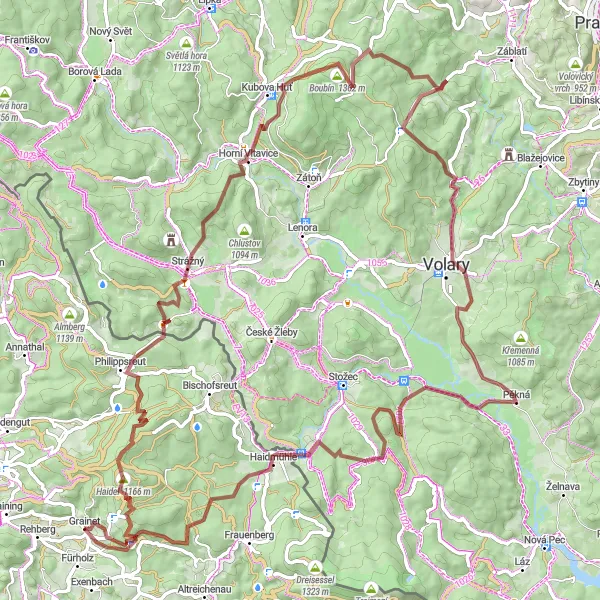 Map miniature of "Grainet Gravel Adventure" cycling inspiration in Niederbayern, Germany. Generated by Tarmacs.app cycling route planner