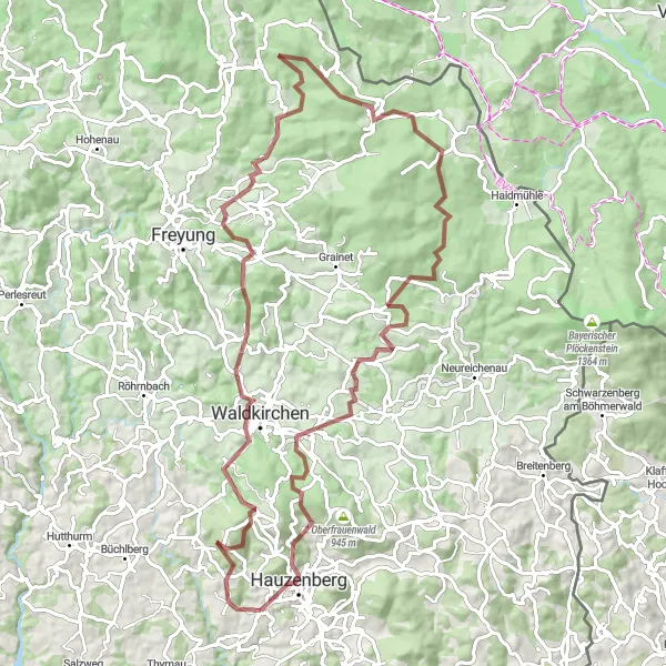 Map miniature of "Gravel Delight" cycling inspiration in Niederbayern, Germany. Generated by Tarmacs.app cycling route planner