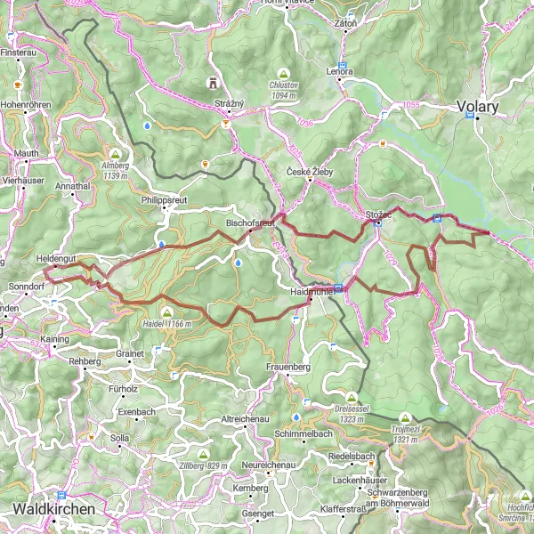 Map miniature of "Enchanting Gravel Routes" cycling inspiration in Niederbayern, Germany. Generated by Tarmacs.app cycling route planner