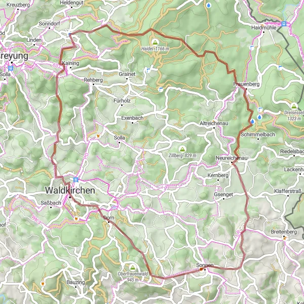 Map miniature of "Gravel Mirage: Untouched Landscapes" cycling inspiration in Niederbayern, Germany. Generated by Tarmacs.app cycling route planner